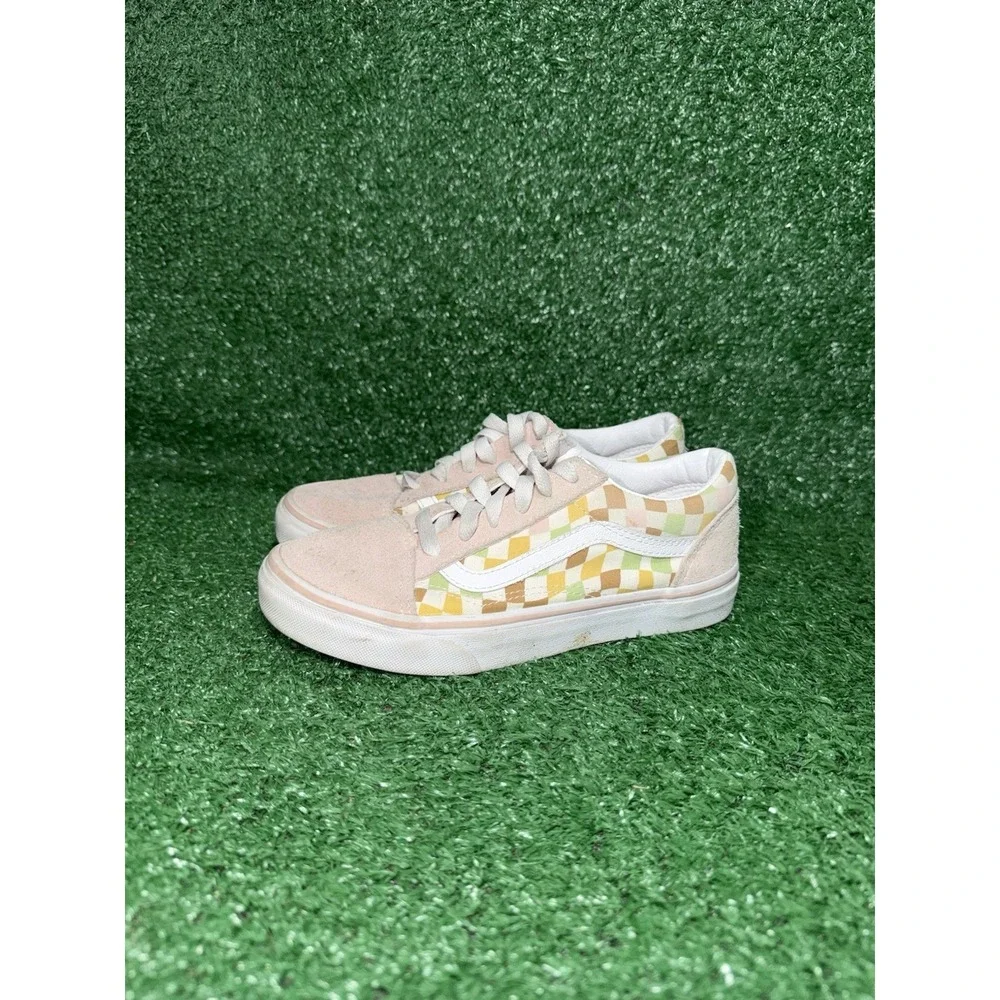 VANS‎ Old Skool Pink Checkerboard Sneakers Skate Shoes Womens 4.5 Boys 3